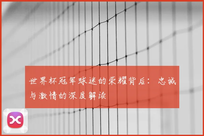 世界杯冠军球迷的荣耀背后：忠诚与激情的深度解读